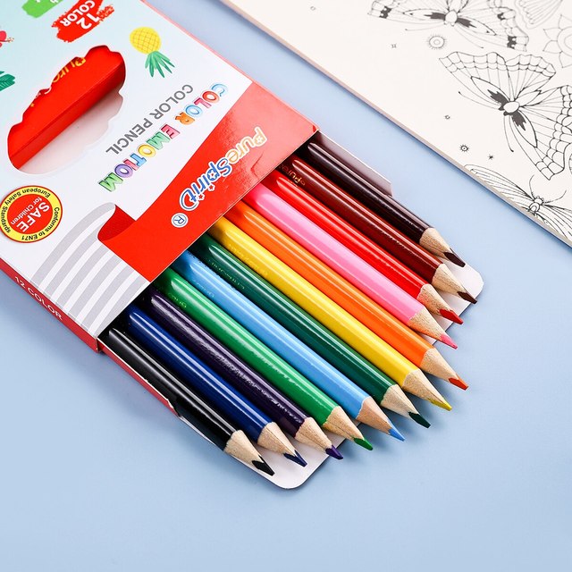 12 Colors Mini Pencil Set Short Colored Pre-Sharped Pencils for Drawing,Coloring,Shading  for Kids